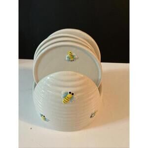 Home Essentials Flying Bees Coasters Set Of 4 Plus Holder